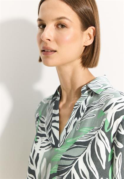 Leinenmix Kleid mit Print soft salvia green