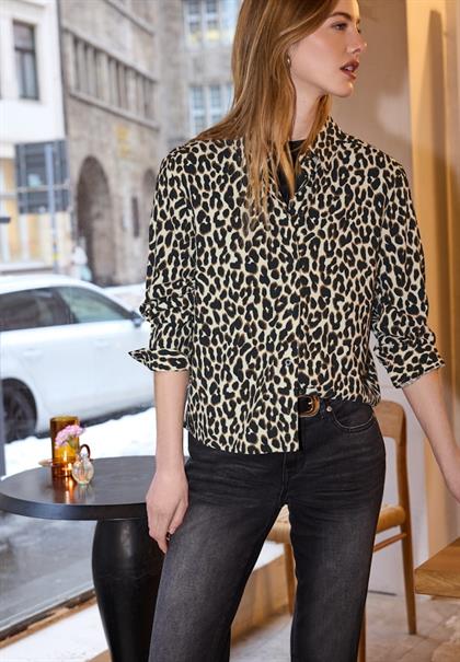 Leo-Bluse mit Backprint black