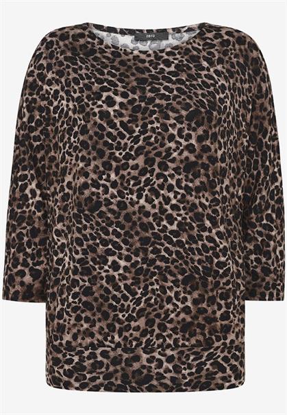 Leo-Shirt mit 3/4 Arm beige-black