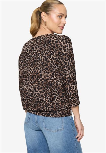 Leo-Shirt mit 3/4 Arm beige-black