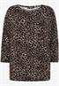 Leo-Shirt mit 3/4 Arm beige-black