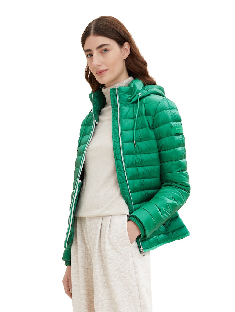 Tom Tailor Damen Jacke kurz vivid bequem green online bei Lightweight Jacke leaf Kapuze kaufen mit