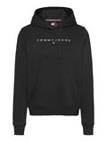 Linear Logo Embroidery Drawstring Hoody black