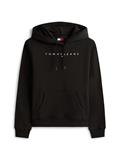 Linear Logo Embroidery Drawstring Hoody black