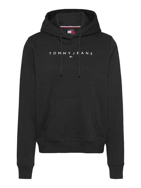 Linear Logo Embroidery Drawstring Hoody black