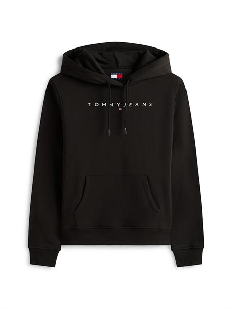 Linear Logo Embroidery Drawstring Hoody black