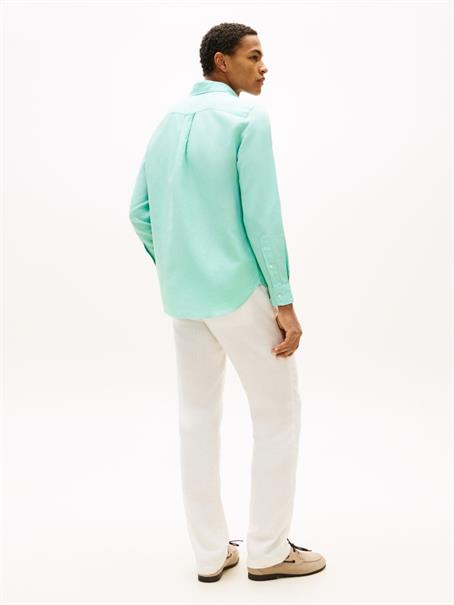 LINEN BLEND SOLID BTD RF SHT arctic aqua