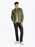 LINEN BLEND SOLID RF SHIRT battle green