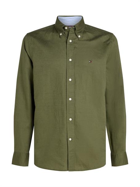 LINEN BLEND SOLID RF SHIRT battle green
