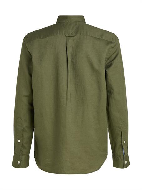 LINEN BLEND SOLID RF SHIRT battle green
