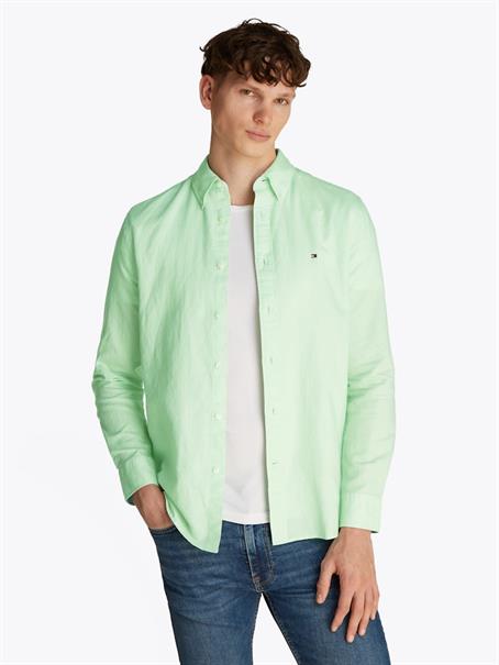 LINEN BLEND SOLID RF SHIRT opal green