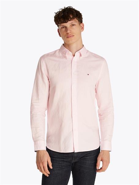 LINEN BLEND SOLID RF SHIRT pink lily