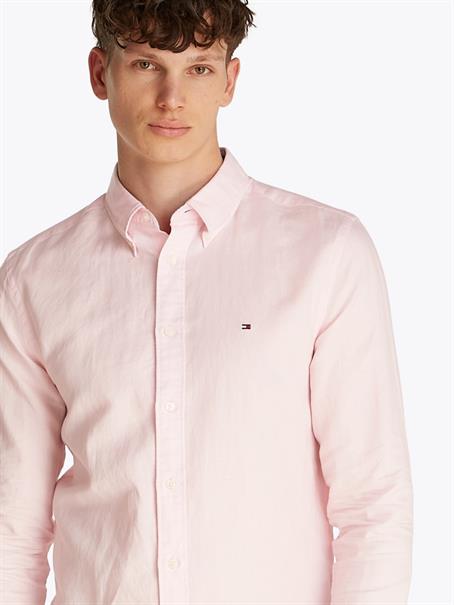 LINEN BLEND SOLID RF SHIRT pink lily