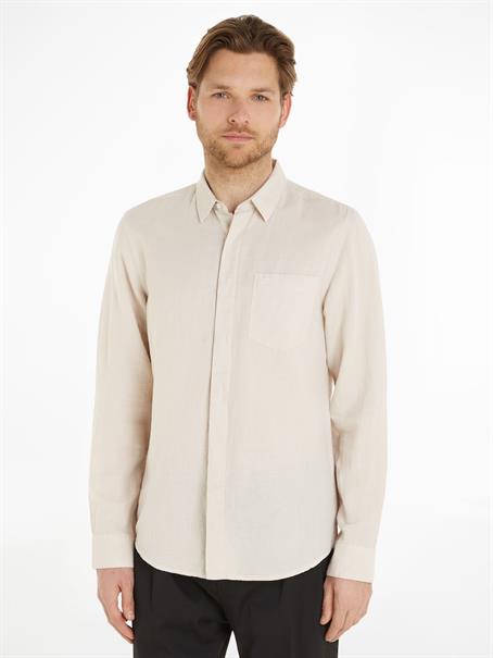 LINEN COTTON REGULAR SHIRT stony beige