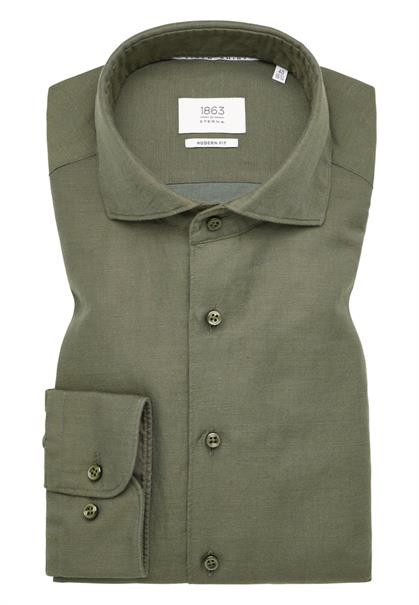 Linen Shirt Twill Langarm khaki