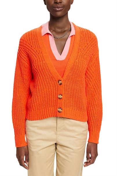 Locker gestrickter Cardigan orange red