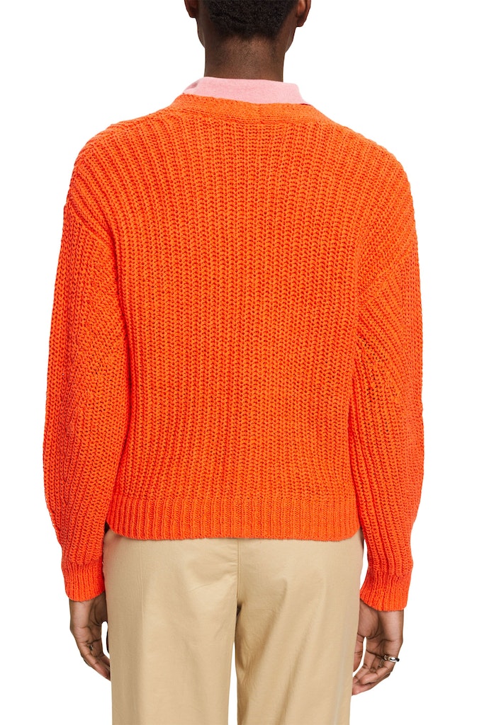 locker-gestrickter-cardigan-orange-red
