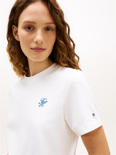Logo Embroidery Jersey Crew Neck T-Shirt ecru