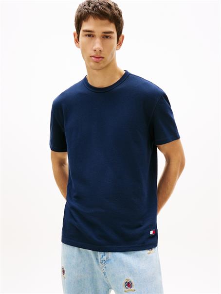 Logo Slim Waffle Knit T-Shirt dark night navy