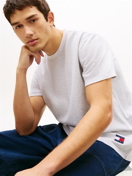 Logo Slim Waffle Knit T-Shirt ice grey heather
