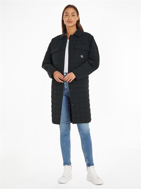 LONG QUILTED UTILITY COAT ck black