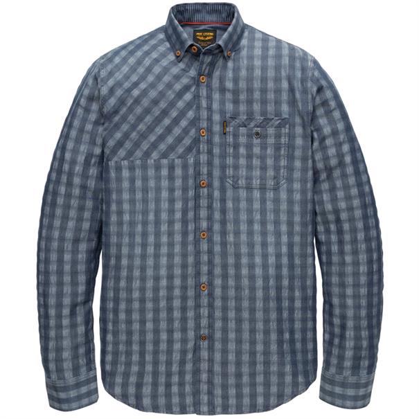 Long Sleeve Shirt Denim Check Fabr real indigo