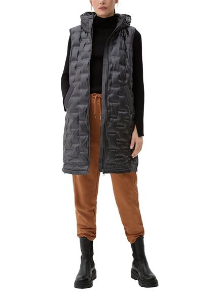 Long-Weste mit Steppung schwarz