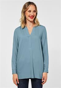 Longbluse in Unifarbe milky jade blue
