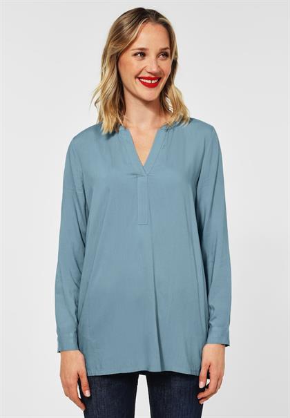 Longbluse in Unifarbe milky jade blue