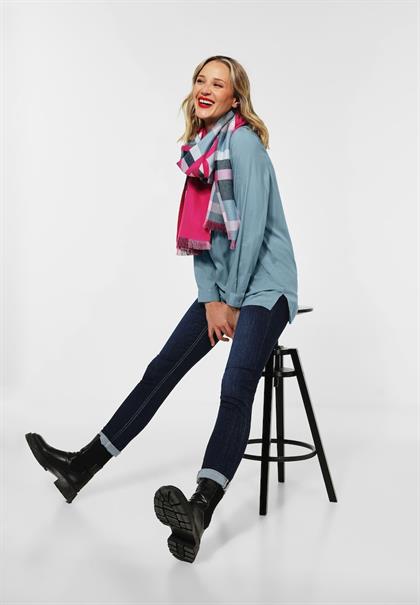 Longbluse in Unifarbe milky jade blue