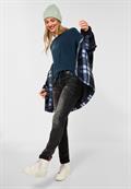Longshirt in Seidenoptik deep teal blue