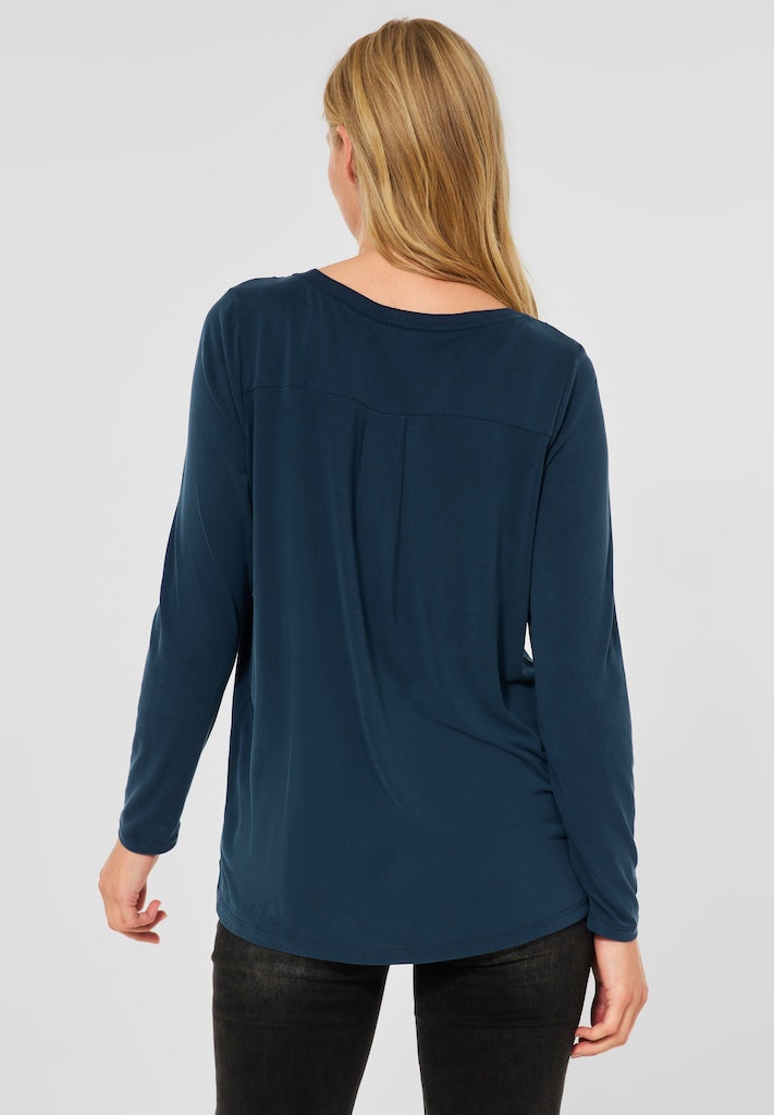 Street One Damen Longsleeve Longshirt in Seidenoptik deep teal blue bequem  online kaufen bei