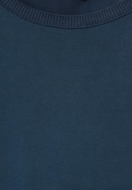 Longshirt in Seidenoptik deep teal blue