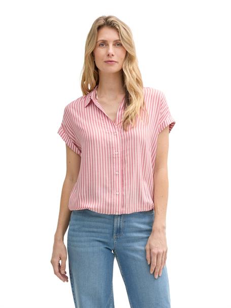 Loose Fit Bluse mit Streifenmuster berry red thin stripe