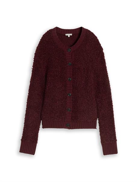 Loose Fit Bouclé Cardigan preppy plum melange