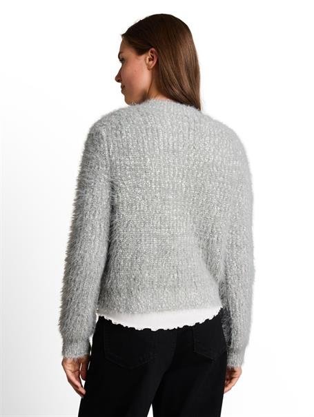 Loose Fit Cardigan aus Federgarn light grey knit structure