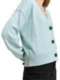 Loose Fit Cardigan mit V-Ausschnitt white moss melange