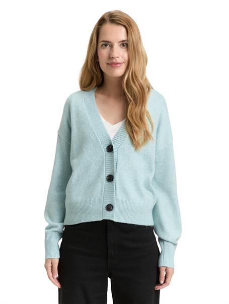 Loose Fit Cardigan mit V-Ausschnitt white moss melange