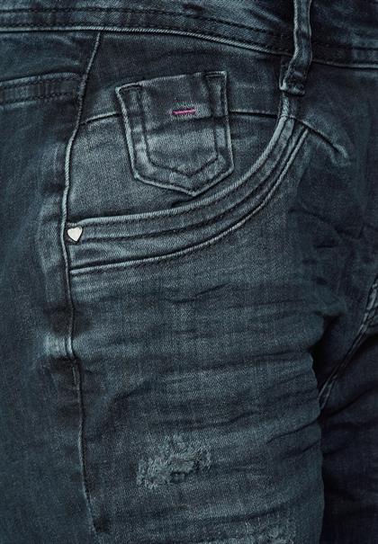 Loose Fit Jeans blue black destroy washed