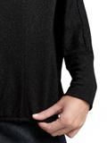 Loose Fit Langarmshirt mit Glitzer-Effekt deep black