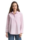 Loose Fit Popeline Hemdbluse mid pink white small stripe