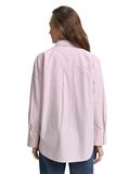 Loose Fit Popeline Hemdbluse mid pink white small stripe