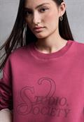 Loose Fit Print Pullover dark candy pink