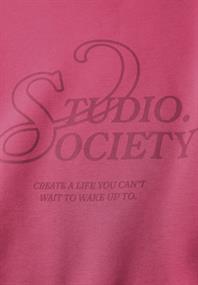 Loose Fit Print Pullover dark candy pink