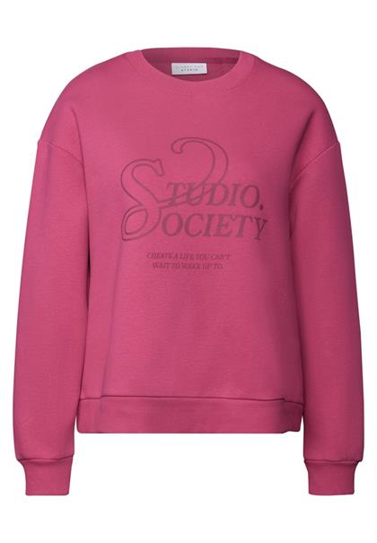 Loose Fit Print Pullover dark candy pink