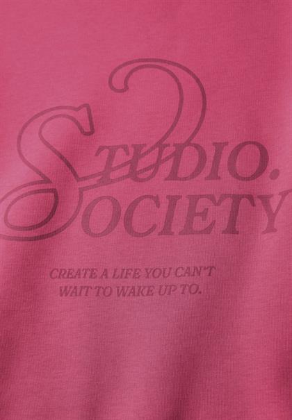 Loose Fit Print Pullover dark candy pink