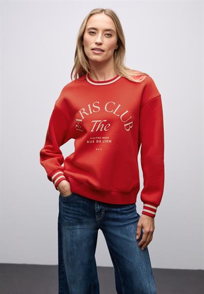 Loose Fit Print Sweatshirt racing red