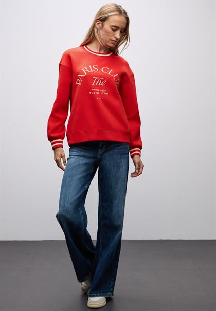 Loose Fit Print Sweatshirt racing red