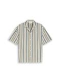 Loose Fit Resort Kurzarmhemd in Häkel-Optik green white zick zack stripe