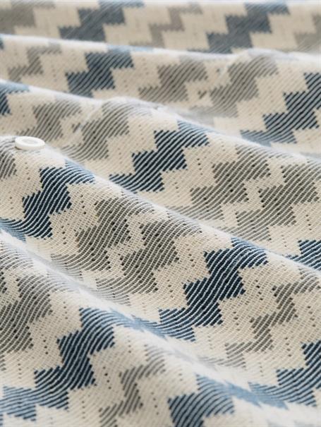 Loose Fit Resort Kurzarmhemd in Häkel-Optik green white zick zack stripe